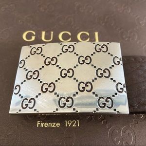 Gucci Guccissima Calfskin leather belt, engraved silver buckle, 34” (32”-36”)